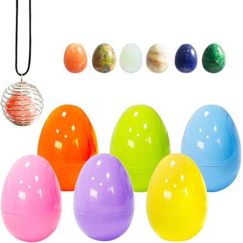 Image of ORNACELE 6PCS Easter Eggs with Egg Shape Crystal Gem Stones for Easter Theme Party Favors, Supplies for Easter Egg Hunt, Basket Stuffers/Fillers, Classroom Prize Supplies Toddler Boys Girls