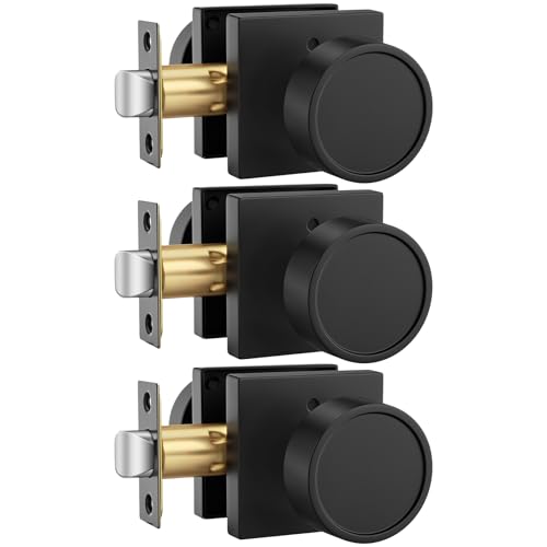 Image of Goldenwarm Black Door Knobs Interior, Privacy Door Knob Zinc Alloy, Matte Black Interior Door Knobs for Bedroom Bathroom, 3 Pack