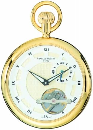 212 Main Gold-Plated Brass Open Face Mechanical Pocket Watch