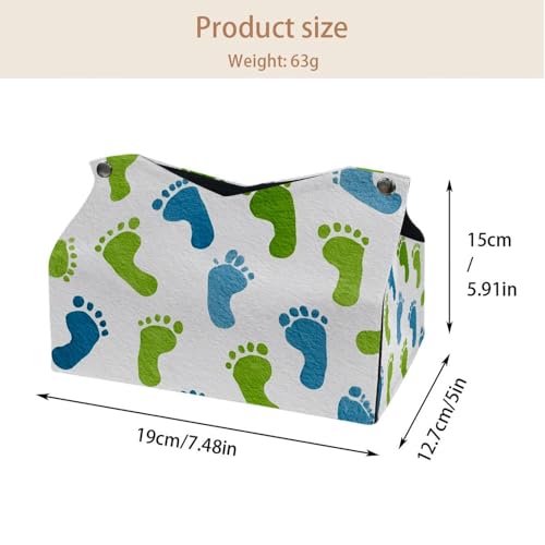 Boîte à mouchoirs en cuir avec empreintes de pieds bébé étanche et durable - 5