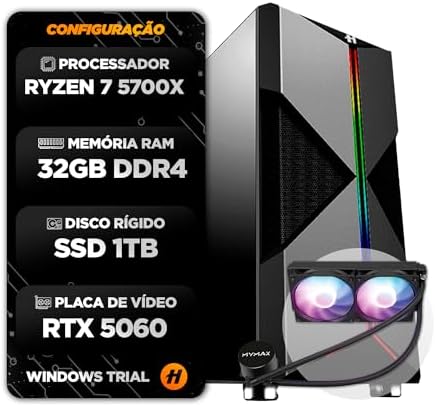 PC GAMER HERTZ® RYZEN 7 5700X WATER COOLER 240MM 32GB SSD 1TB RTX...