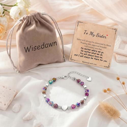 Image of Gifts for Women & Girl, Healing Natural Stone Beads Heart Bracelets with Quote Card, Back to School Valentines Mothers Day Graduation Christmas Birthday Gifts