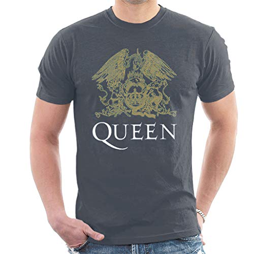 Image of Queen Crest Short Sleeve Mens T-Shirt Indigo Blue X-Large