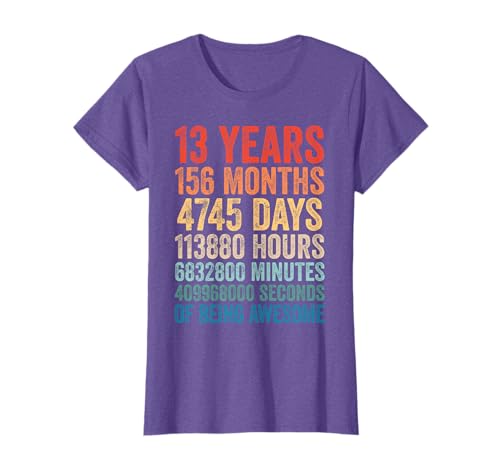 Funny 13th Birthday Tee 13 YO Boys Girls Retro 13 Years Old T-Shirt