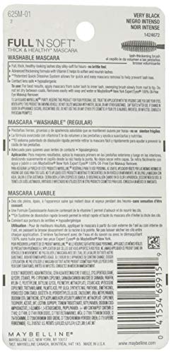 Maybelline Full 'N Soft Washable Mascara, Very Black, 1 Tube #TOP2