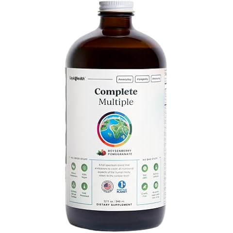 LIQUIDHEALTH Complete Multiple Adult Liquid Multivitamin - Essential Vitamins, Minerals & Nutrients, Immune Support, Gut Health, Energy, Detox - Great Taste, Vegan, Non-GMO, Sugar-Free (32 oz) Cover