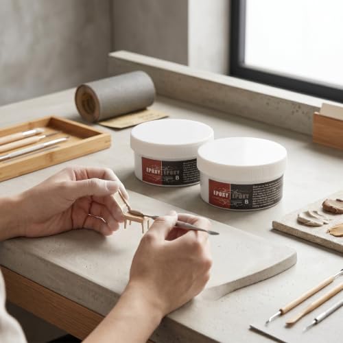 Decumeby Self Hardening Sculpt Clay 2 Part Modeling Clay 250g A & 250g B for Sculpting Building Repair, Strong Adhesion Air Dry Modeling for Ceramic Stone Plastic Foam, Heat Proof - Image 3