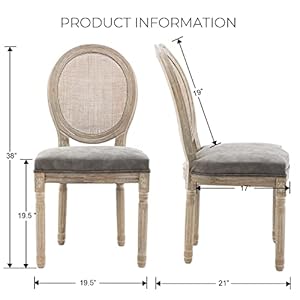 Farmhouse Leather Dining Chairs Set of 4 French Country Kitchen & Dining Room Chairs with Round Mesh Rattan Back, Armless Upholstered Cane Kitchen Chairs for Restaurant/Living Room, Grey Farmhouse Leather Dining Chairs Set of 4 French Country Kitchen Dining Room Chairs with Round Mesh Rattan Back Armless Upholstered Cane Kitchen Chairs for RestaurantLiving Room Grey