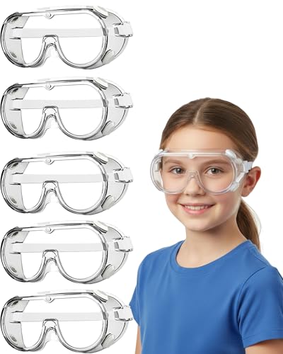 Congralala 5 Pieces Kids Safety Goggles,Lightweight Polycarbonate Lenses And Pvc Frame,Eye Protection For Kids (5)