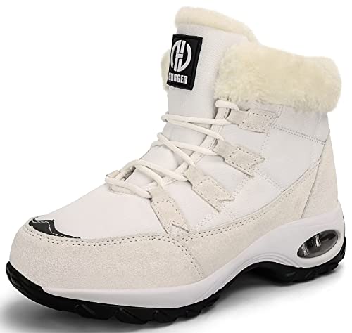 GURGER Bottes de Neige Femme Hiver Bottine Fourrées Chaud Imperméable Après Ski Bottes Chaussure de Neige Blanc 38 Cover