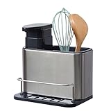 Dispensador De Jabón para Platos con Soporte para Esponja - Dispensador De Jabón De Cocina, Dispensador De Jabón De Acero Inoxidable Fregadero De Cocina | Organizador De Fregadero De Cocina F