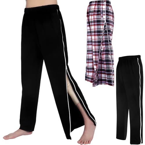 2 Pcs Post Surgery Tearaway Pants for Men Women Unisex 2 Side Zippers off Full Open Lightweight Sweatpants