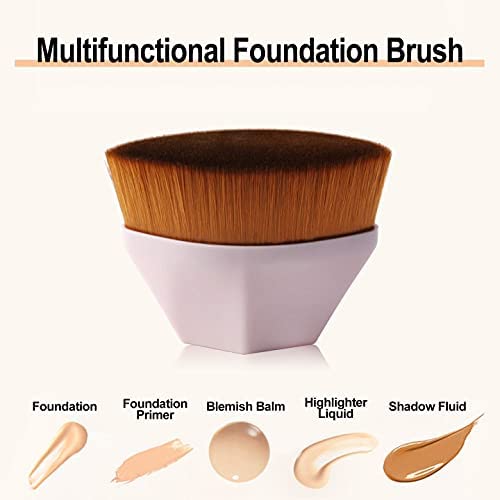 ieron 2 Pieces Foundation Brush for Liquid Makeup Petal Traceless Makeup Brush Portable Foundation Makeup Brush Beauty Tool (Pink,Black) - Image 3