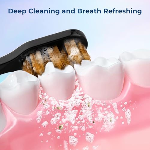 Image of Soft Bristle Toothbrush, Micro Nano Flossing Toothbrushes with Multi-Layered Shaped Bristles for Whiten Teeth and Removes Plaque, Designed for Sensitive Teeth & Gums-Black Head