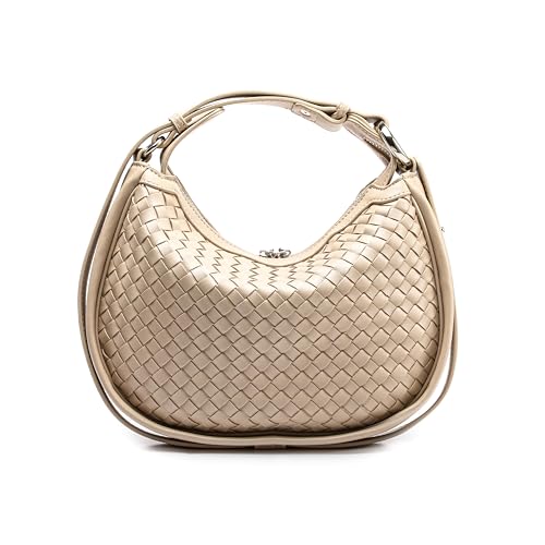 Trendy Woven Purse for Women Lightweight Soft Leather Hobo Shoulder Bags with Zipper Woven Handbag for Women