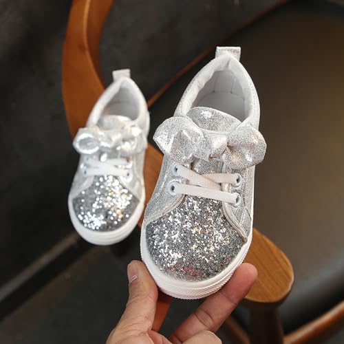 Girls Glitter Shoes Toddler Little Kids Casual Sneakers Bowknot Footwear Non-Slip Walking Shoes2