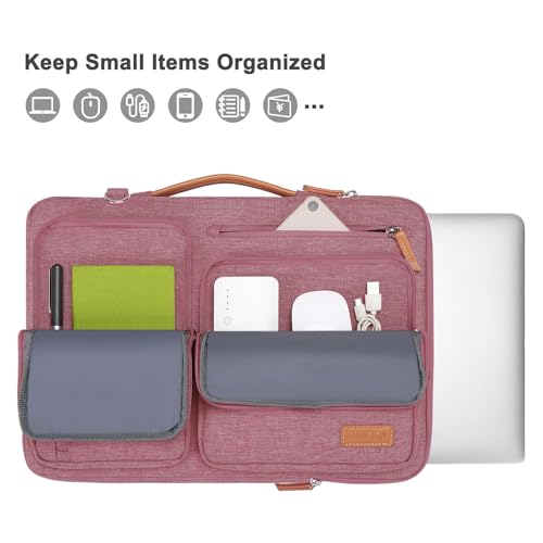 Image of MOSISO 360 Protective Laptop Shoulder Bag,15-15.6 inch Computer Bags Compatible with MacBook Pro 16 inch, HP, Dell, Lenovo, Asus Notebook,Side Open Messenger Bag with 4 Zipper Pockets, Dusty Rose