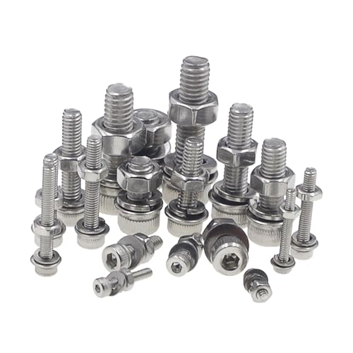 HVAZI Metric 1080PCS M2 M2.5 M3 M4 M5 M6 304 Stainless Steel Knurl Socket Head Cap Screws hex Nuts Flat washers and Spring Lock washers Assortment kit - Thumbnail 6