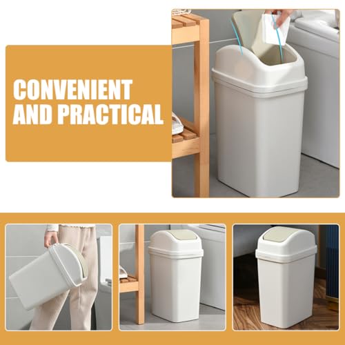 Caneca de basura pequeña con tapa basculante 6L gris miniatura 3