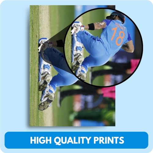 Image of Cricket Poster | Set of 40 Mini Cricketers Posters (15 X10 Cm) | Posters for wall, boys, hostel | Best Gift for Cricket lovers, Virat Kholi, Rohit Sharma, MS Dhoni | Glue Dots Included