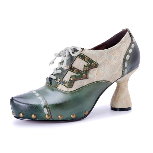 Chaussures Oxford à lacets vintage en cuir vert pour affirmer votre style