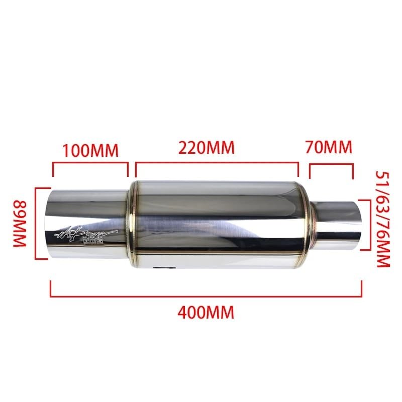 Tłumik Samochodowy Wysokiej jakości rura wydechowa samochodu ze stali nierdzewnej z interfejsami 51/63/76MM Tłumik do Samochodu(63-89 Blue)