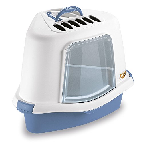 Beeztees Sprint Lettiera angolare per Gatti, 40 cm, Bianco/Azzurro