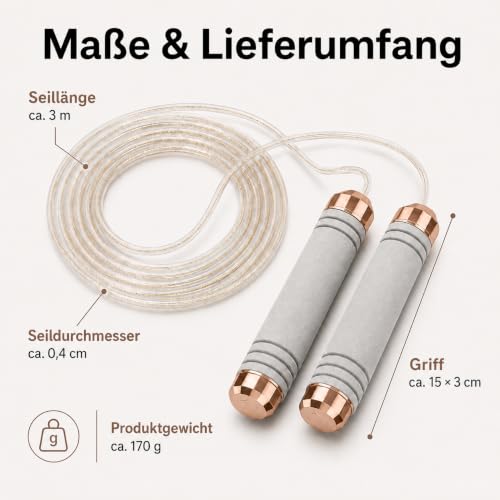 Cavobo Springseil Erwachsene Fitness Verstellbar mit Hautfreundlichen Schaum Griffe, 3 Meter Länge Einstellbar PVC Seil… – Ansicht 6