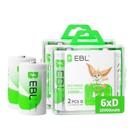 EBL D Battery D Size Rechargeable Batteries 10,000mAh Ni-MH, Pack of 6 - ProCyco Technology