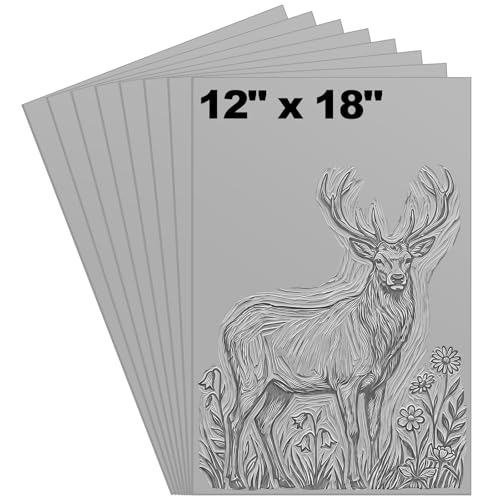 Image of Yeaqee 8 Pcs 12 x 18 Inch Linoleum Blocks for Printmaking Rubber Carving Block Soft Linocut Blocks Large Linoleum Sheet Lino Plates for Engraving Art Project Printmaking Artist Studio Supplies, Gray
