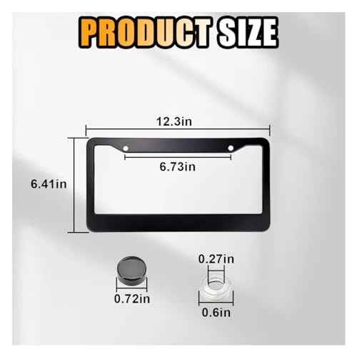 2PCS Matte Black Car License Plate Frames, Universal Stainless Steel Tag Frame Auto License Plate Cover, License Plate Holder with Screws Fasteners Caps, Car Accessories for Most Cars
