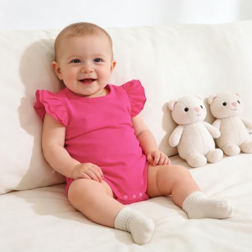 Image of LYSMuch Toddler Baby Girls T Shirt Ruffle Sleeveless Kids Cotton Tshirt Solid Color Blouse