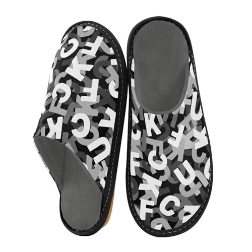 visesunny Women Men's Fuzzy Slippers Plush Warm Winter Fuck Seamless Pattern Cozy House Slippers Comfy Indoor Shoes