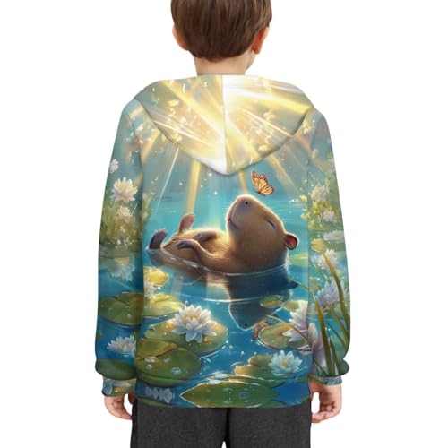 Capybara Hoodies for 6-16Y Kids Graphic Hooded Sweatshirt Cute Long Sleeve Sweater Shirts4