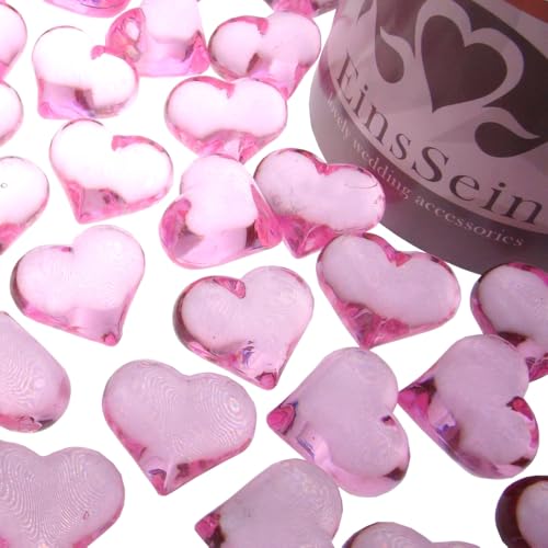 EinsSein 100x Coeurs pétillants Acrylique 22mm Rose Diamant Sable decoratif Cristaux Cristal Diamants Strass Mariage synthétique Perles confettis décoration...