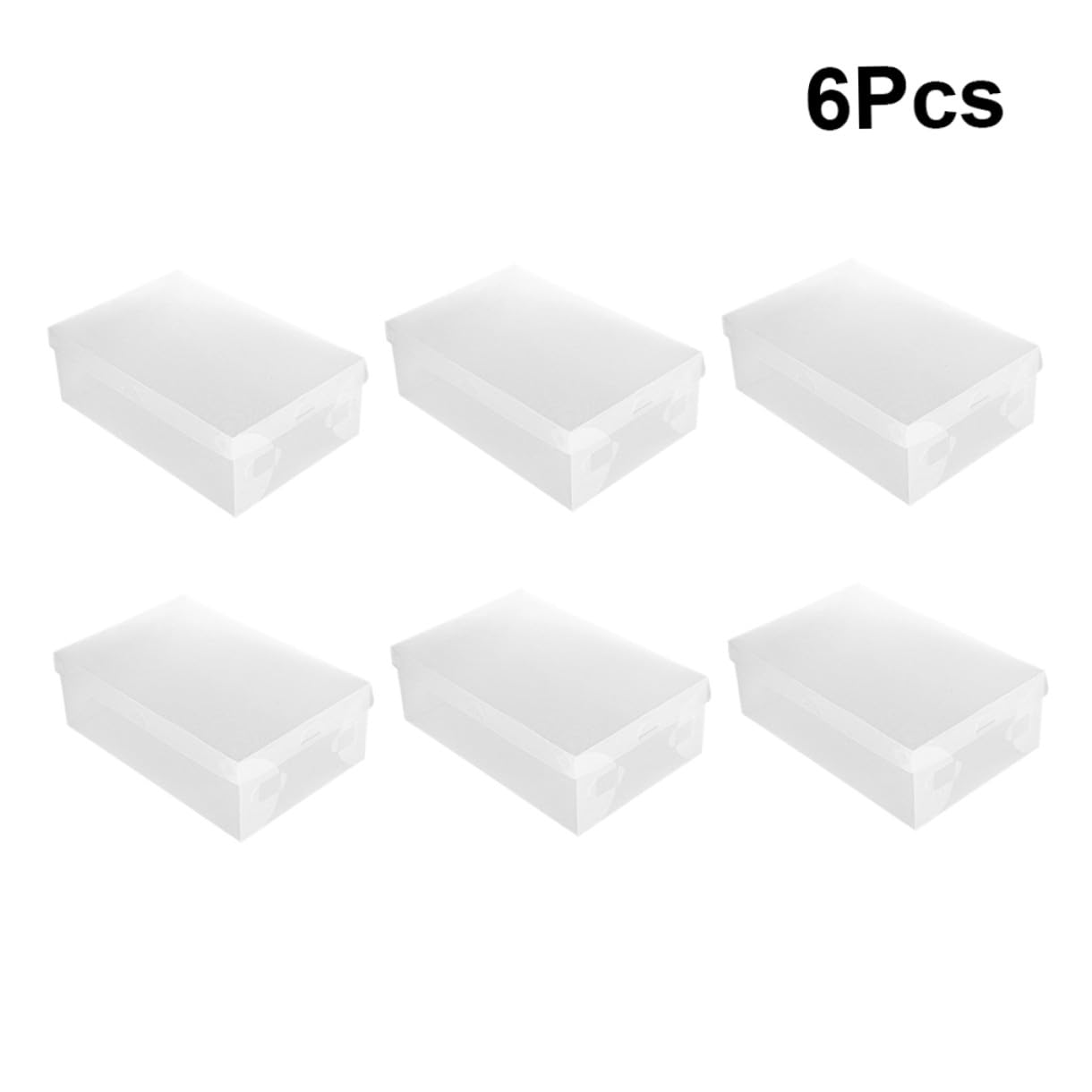 LABRIMP Cajas Zapatos Transparentes Apilables de Plástico Blanco Tapas, Organizador para Guardar Zapatos a Prueba de Polvo, 6 Piezas de 33x20x12cm para Oficina y Tienda
