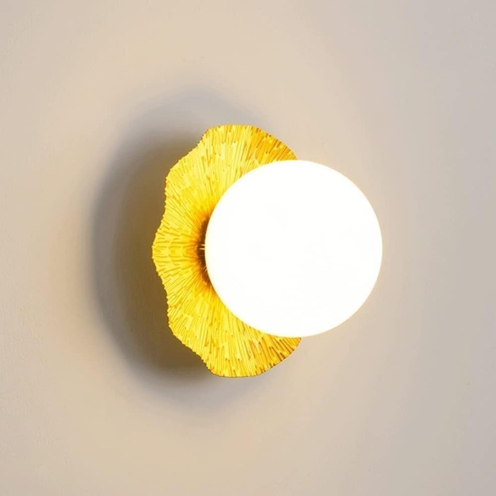 HYJAUSXB Wall Lamp Round Glass Shade Lighting, E27 Indoor Light Metal Light, Hallway Living Roomm Study Aisle Cupboard Cafe Loft Sconce Pendant