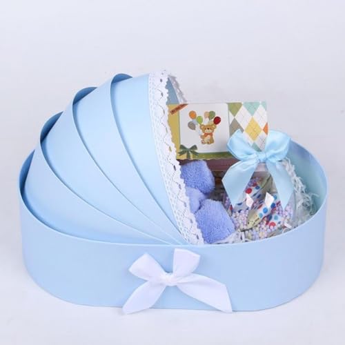 Image of Oasis Gift Box Baby Cradle Shape for New Born Boy, Baby Shower, Packaging Sweets, Flowers, Kids Cloth, Birthday, Hampers, Rigid Cardboard Blue Pack of 1 Pc