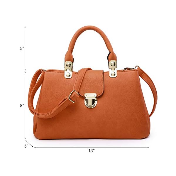 Dasein Women Satchel Handbags Top Handle Purse Medium Tote Bag Vegan Leather Shoulder Bag Brown