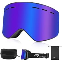Ryaco Ski Snowboard Goggles, OTG Anti Fog Interchangeable Magnetic Lens, 100% UV Protection, for Men Women Youth Adult