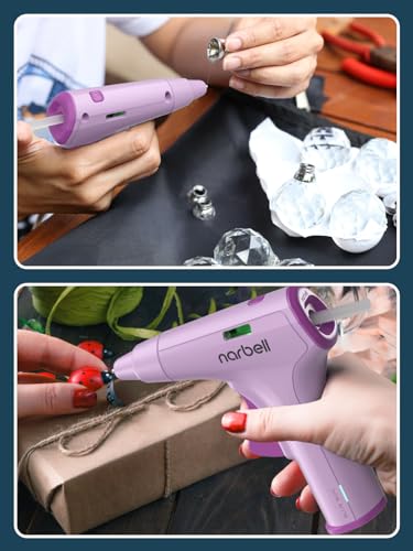 Image of Narbell 2 Pack Cordless Hot Glue Gun with 30 Glue Sticks | 12s Fast Preheating, 2A Battery, Smart Power-Off, Anti-Drip, USB-C Rechargeable Hot Melt Glue Gun for DIY Craft Gift