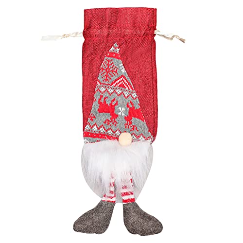 IHEHUA Weihnachtsdekoration liefert Weinflasche Tasche Mann Weinflasche Tasche Simulation Bart gesichtslos Rotwein Tasche Geschenk Weingeschenke Für Männer Lustig (Red, One Size) Cover