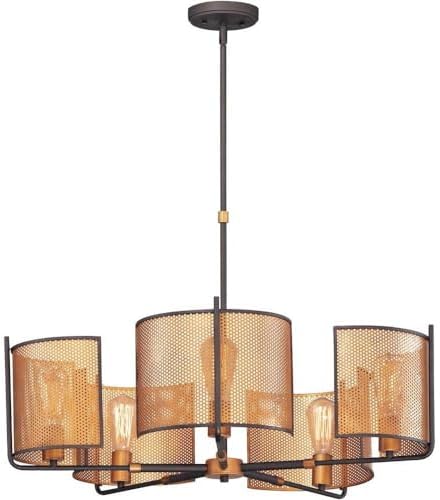 Maxim 31215OIAB Caspian Metal Mesh Chandelier, 5-Lights 300 Total Watts, 18"H x 31"W, Oil Rubbed Bronze/Antique Brass