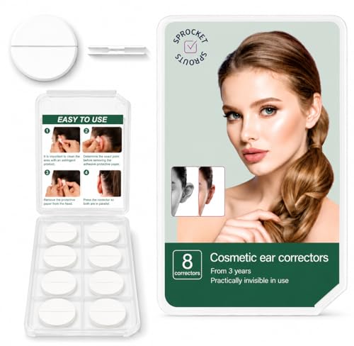 SprocketSprouts Ear Corrector Invisible Ear Corrector for Protruding Ears | Non-Surgical Ear Pinning for Kids & Adults | Otostick Alternative | Skin-Friendly Adhesive 8 Count (Small Size)