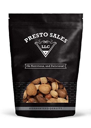 Presto Sales Mixed Nuts in Shell 16 oz | Brazil Nuts, Hazelnuts, Walnuts, Almonds and Pecan | Raw, Fresh, High Protein, All Natural Nuts Mix | Packed in 1 lb Resealable Pouch Bag