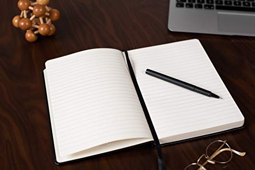 Ruled Notebook - British A5 Journal by Beechmore Books | Large 5.75" x 8.25" Hardcover Vegan Leather, Thick 120gsm Cream Lined Paper | Gift Box | Charcoal Black - Thumbnail 6