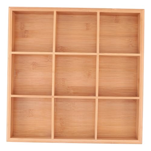 TOVINANNA 竹製九宮格野菜収納トレイ 大型仕切り付きキッチン用収納プレート 滑り止め加工 防水 簡単清掃 ホットポットにな多機能コンパート