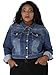 uxcell Women's Plus Size Button Closed Cropped Denim Jackets Stitching 2024 1X Blue