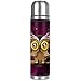 Simpatico thermos in acciaio inox con gufo e luna notturna, tazza isolante in pelle, per caffè caldo o tè freddo + tazza per bevande, perfetta per ufficio, campeggio e all'aperto