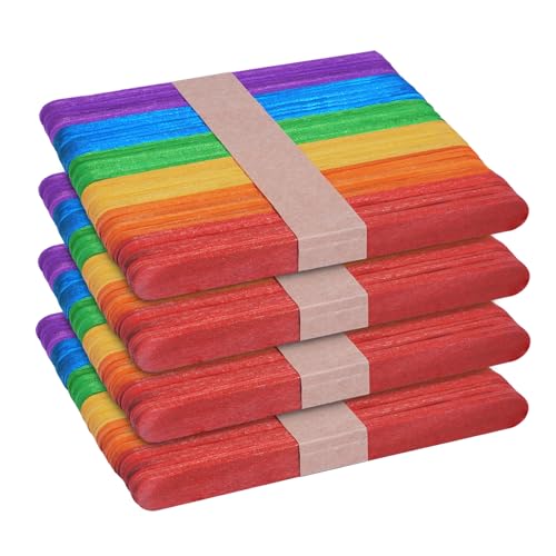 KTOJOY 200 Pcs Colored Wooden Craft Sticks Wooden Popsicle Colored Craft Sticks 4.5 inch Length Treat Sticks Ice Pop Sticks for DIY CraftsHome Art Projects Classroom Art Supplies